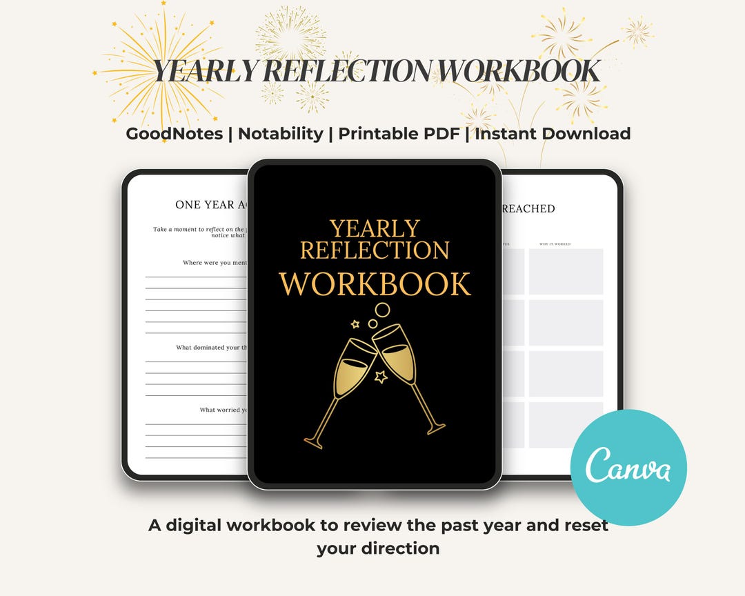 Yearly Reflection Workbook | Annual Review | Mental Health Reflection ...