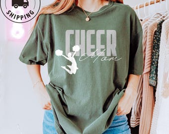 Comfort Colors Cheer Mom Shirt Cheer Mama Tee Game Day Sports Mom Shirt Cheer Squad Tee Cute Minimalist Cheerleading Gift Mothers Day Gift
