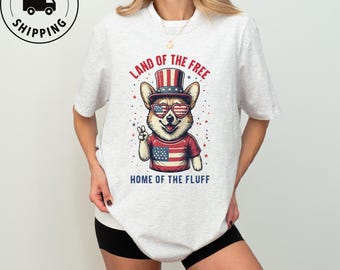Camiseta Corgi del 4 de julio, camiseta patriótica Corgi, regalo para amantes de los perros de EE. UU., lindas camisetas para el 4 de julio, camiseta del 4 de julio, regalo para mamá de perro