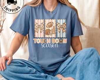 Camiseta de fútbol de la temporada Touchdown de Comfort Colors, camiseta para el día del juego para mamá, camiseta de fútbol de otoño, camiseta de mamá de fútbol, ropa para el día del juego