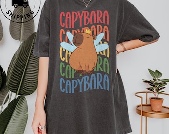 Comfort Colors Capybara Shirt Funny Animal Lover Gift Retro Capybara Mom Tee Pet Lover Top Cute Capybara Graphic T-Shirt