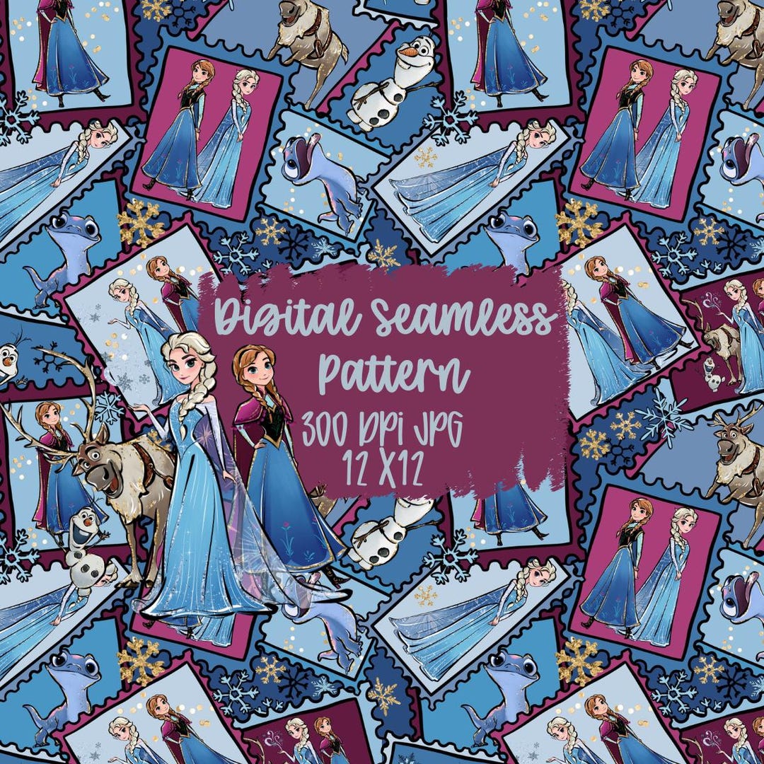 Frozen Seamless Pattern, Elsa Anna Olaf, Winter Digital Paper (JPG) - Etsy