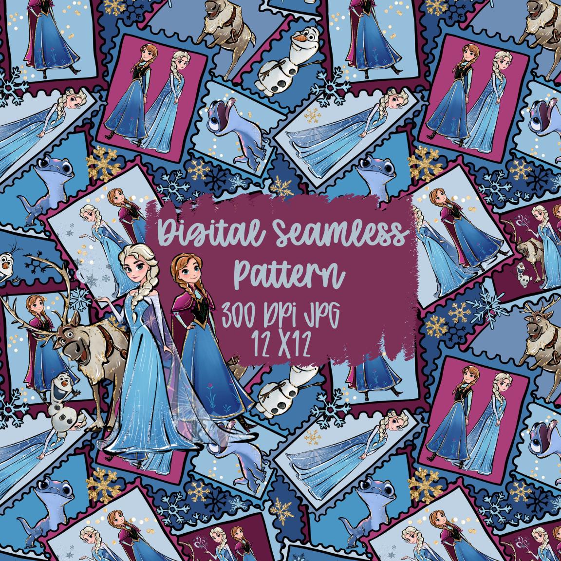Frozen Seamless Pattern, Elsa Anna Olaf, Winter Digital Paper (JPG) - Etsy