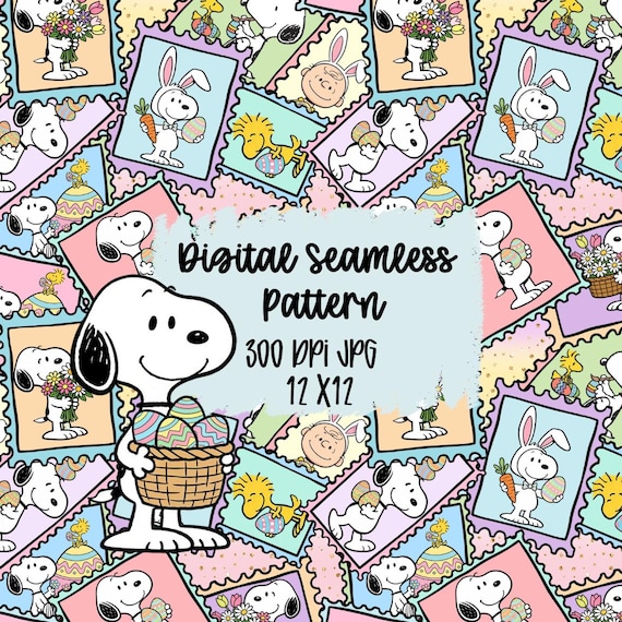 Easter Snoopy Seamless Pattern PNG, Spring Peanuts Pattern, Dog