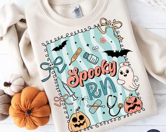 Enfermera espeluznante PNG SVG: Diseño digital de fantasma y calabaza de Halloween (archivos descargables)