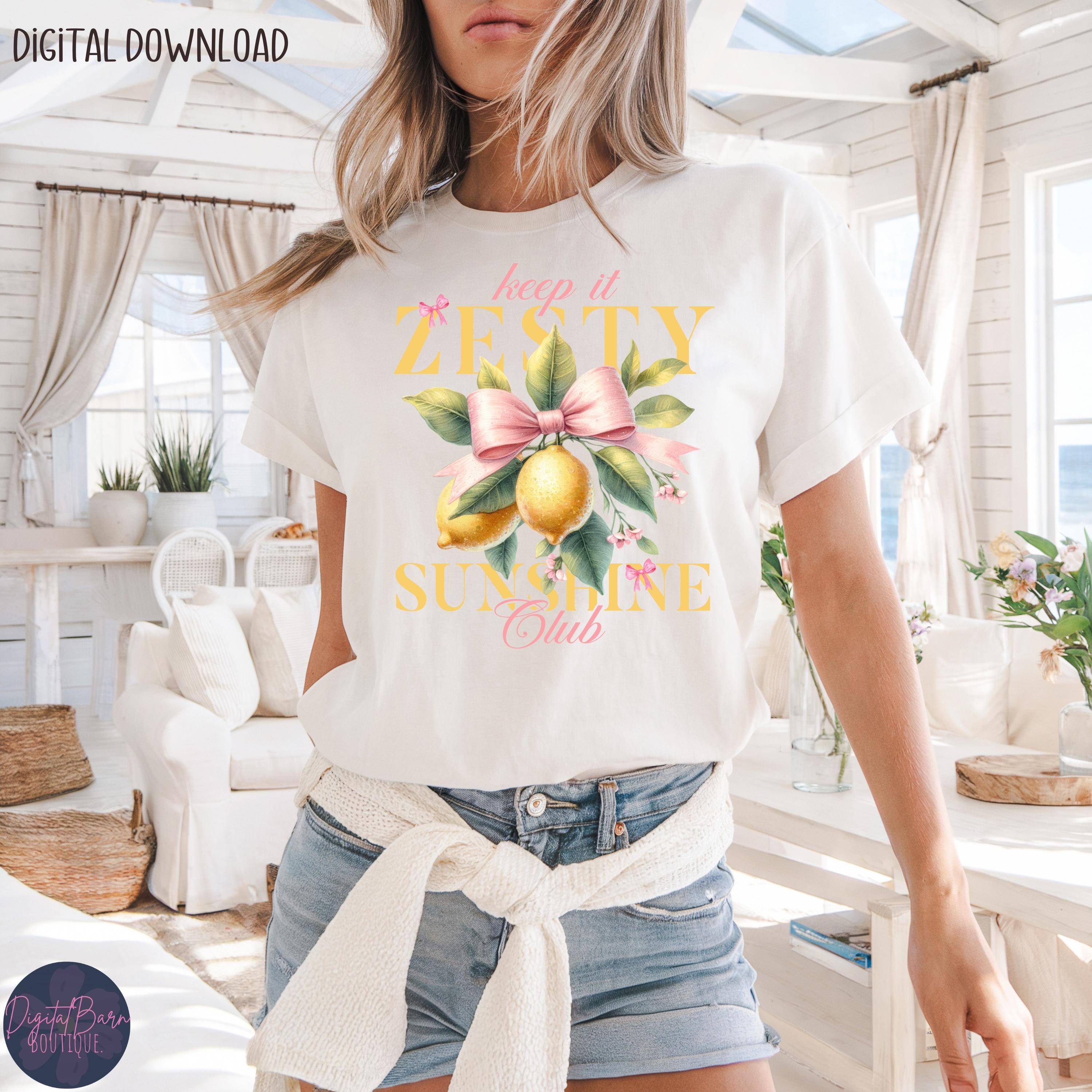 Lemon PNG & SVG: Vintage Citrus Graphic With Pink Bow (digital
