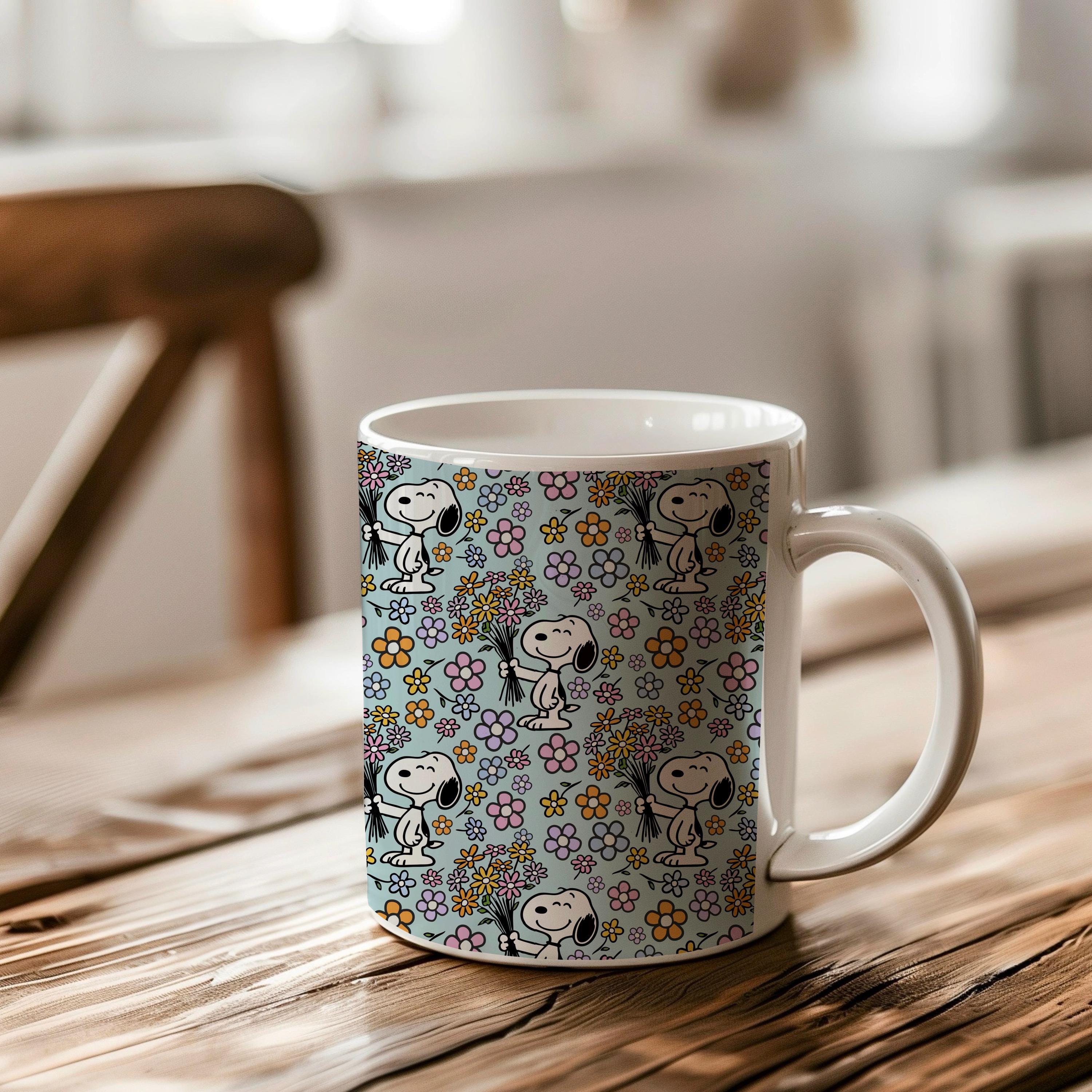 Snoopy Floral Seamless Pattern, Retro Flowers, Pastel Peanuts Dog ...