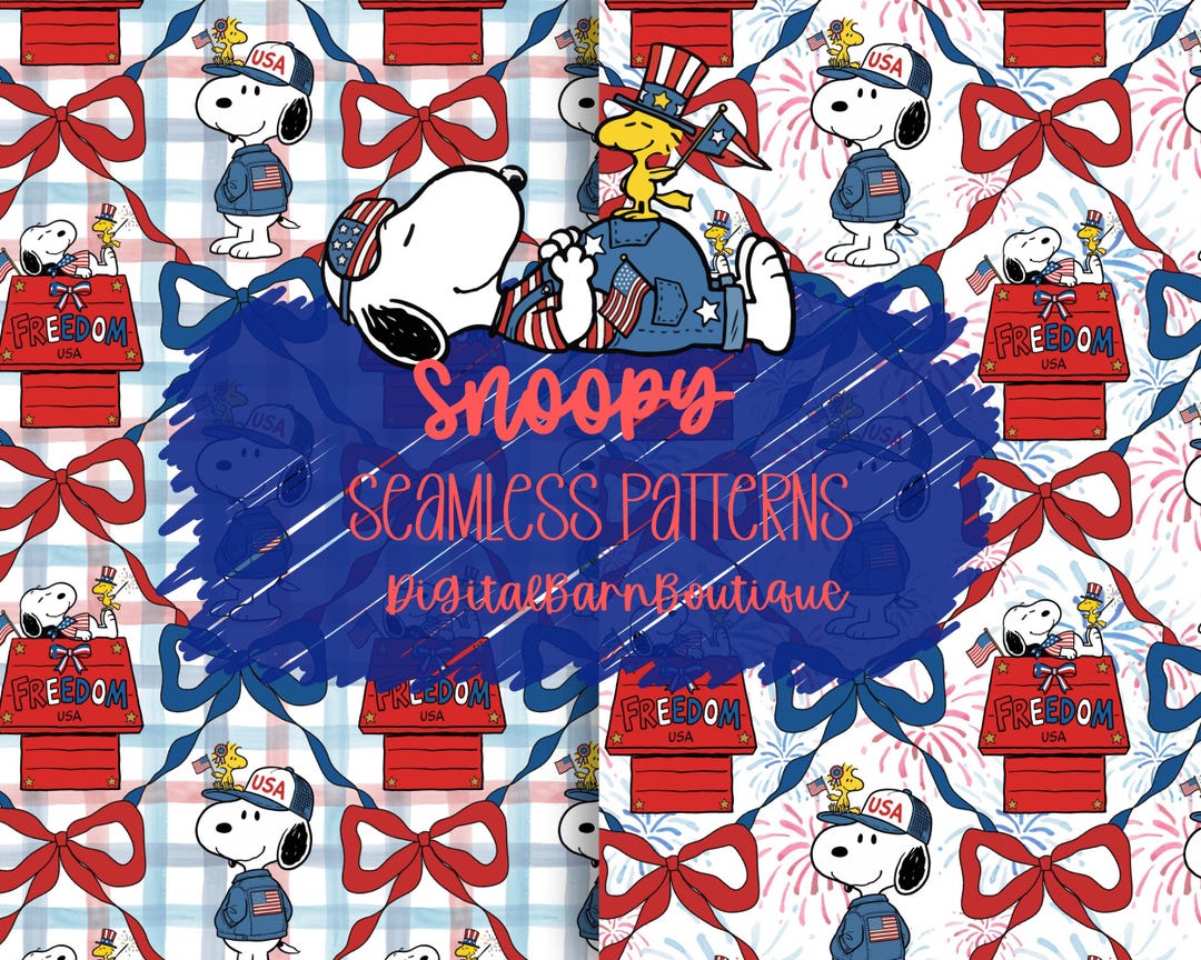 Patriotic Snoopy Seamless Pattern Bundle (digital Download) - Etsy