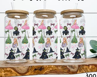Wicked Tumbler Wrap PNG: Glinda i Elphaba, Emerald City (pobranie cyfrowe)