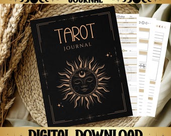 Printable Tarot Journal, A4, A5, US Letter & PNG Bundle, Digital Witchy Planner Pages for Tarot Readings, Tarot Planner, Tarot Spreads