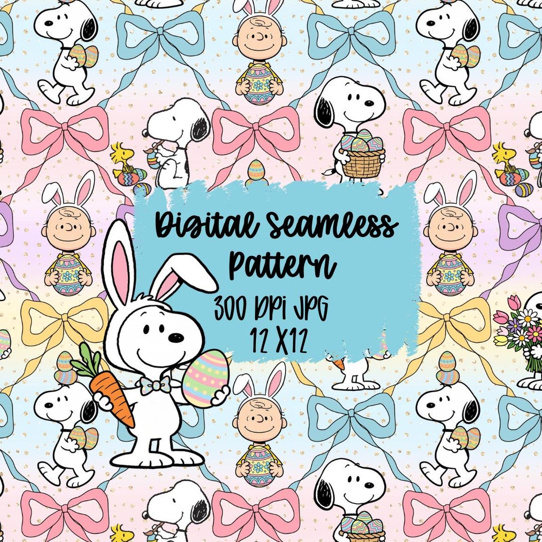 Snoopy Easter Seamless Pattern, Pastel Bows, Eggs (digital Download) - Etsy