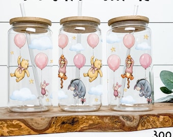 Winnie the Pooh Cup Wrap, Balloon Mug PNG, Pooh Friends Tumbler, Sublimation