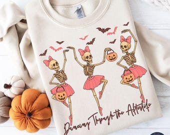 Clipart de bailarina esqueleto – Halloween PNG SVG, diseño otoñal espeluznante (descarga digital)