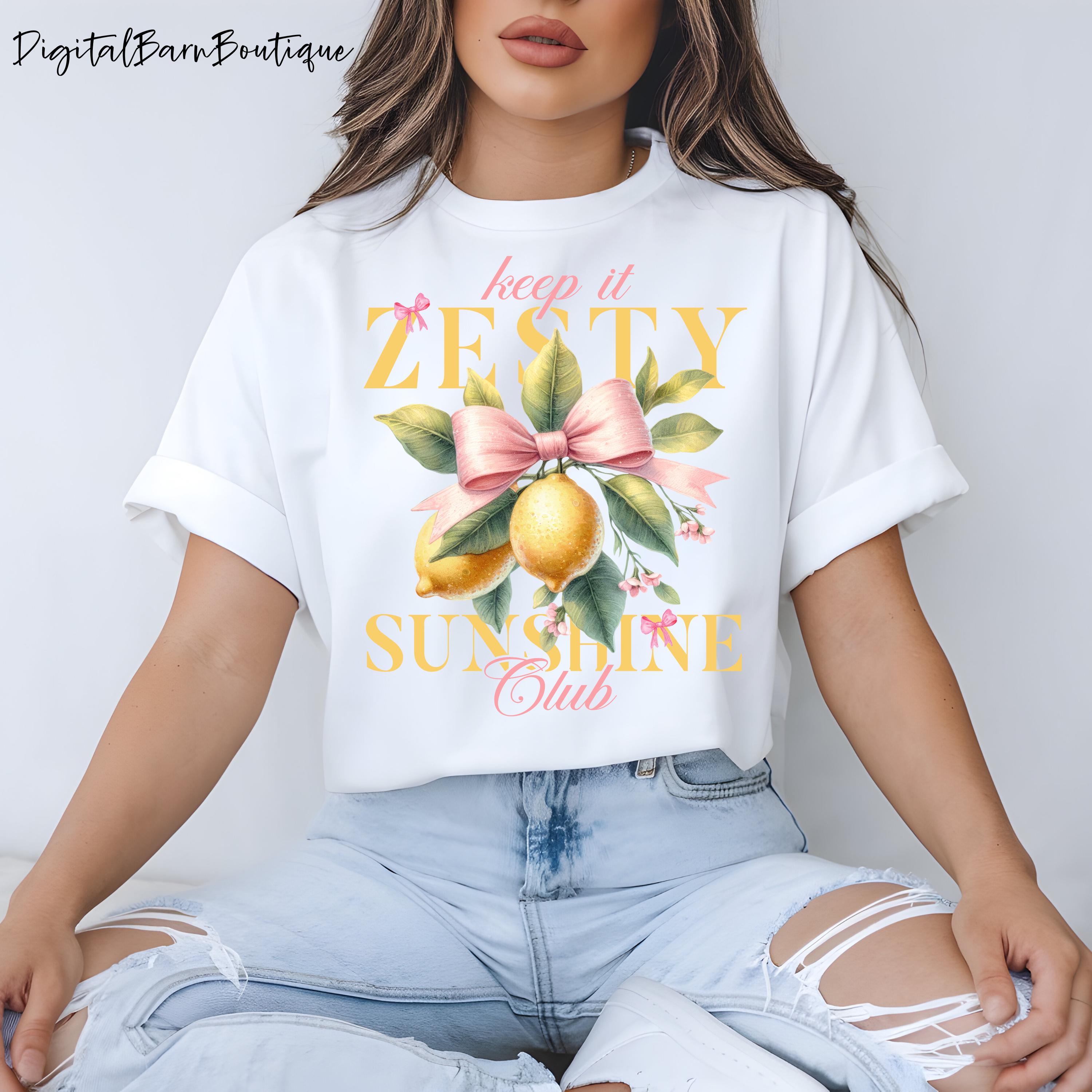 Lemon PNG & SVG: Vintage Citrus Graphic With Pink Bow (digital