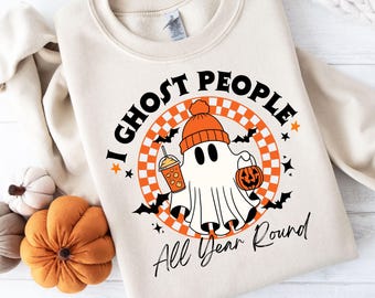 レトロなハロウィンゴースト PNG、アイスコーヒーデザイン（デジタルダウンロード）
