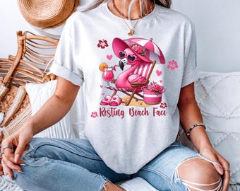 Resting Beach Face Flamingo PNG: Sassy Summer Sublimation Design