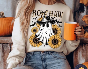 Cowgirl Ghost Halloween Clipart: Boo Haw PNG & SVG Design