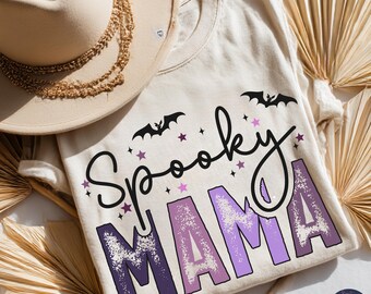 Gruseliges Mama Halloween Design: Lila Grunge PNG SVG (Digitaler Download