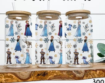 Frozen Tumbler Wrap PNG: Anna, Elsa, Olaf (download digitale)