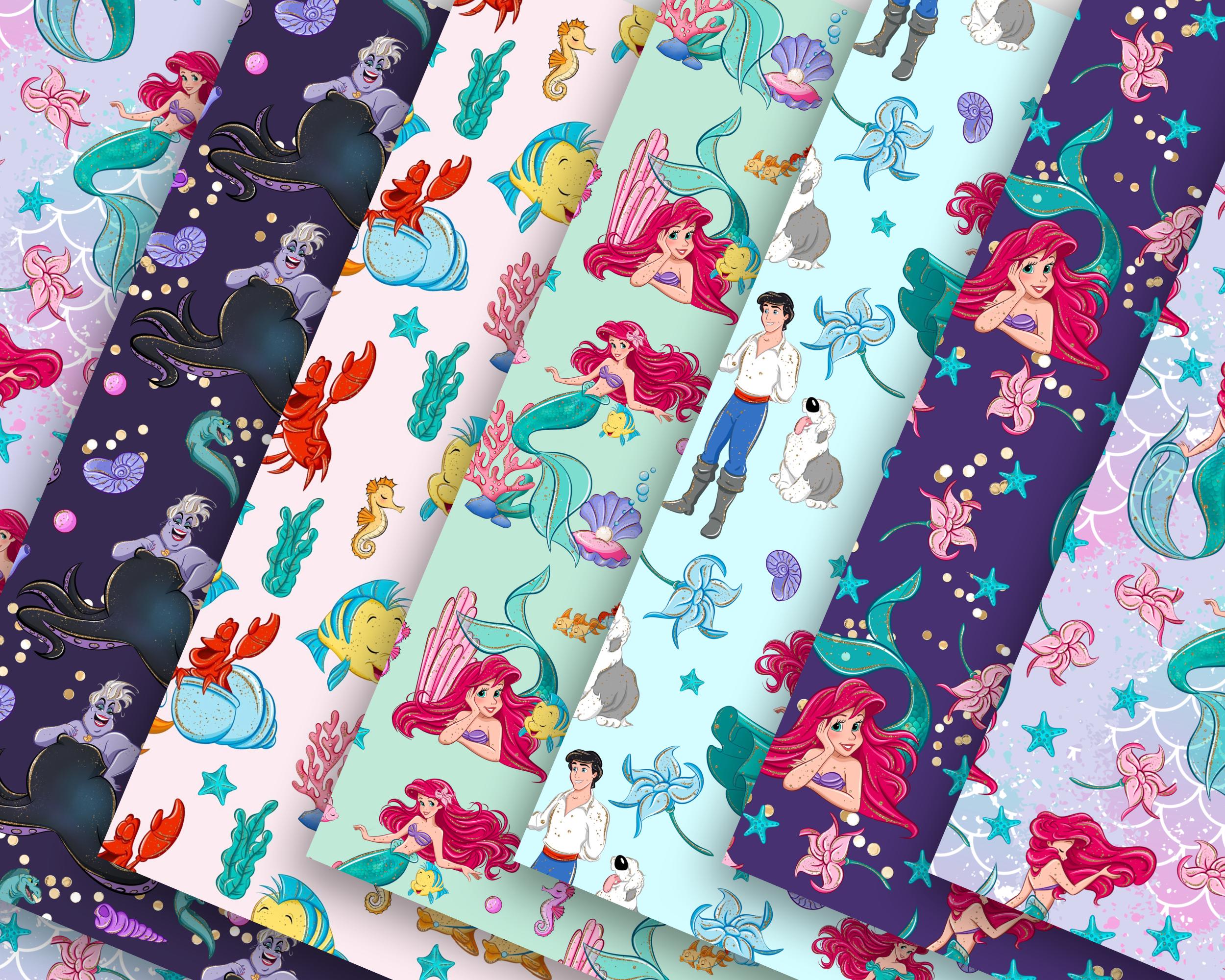 Little Mermaid Seamless Pattern, Ariel Fabric Design (digital Download ...