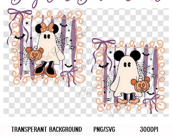 Halloween Mickey & Minnie Ghost Clipart SVG PNG Bundle