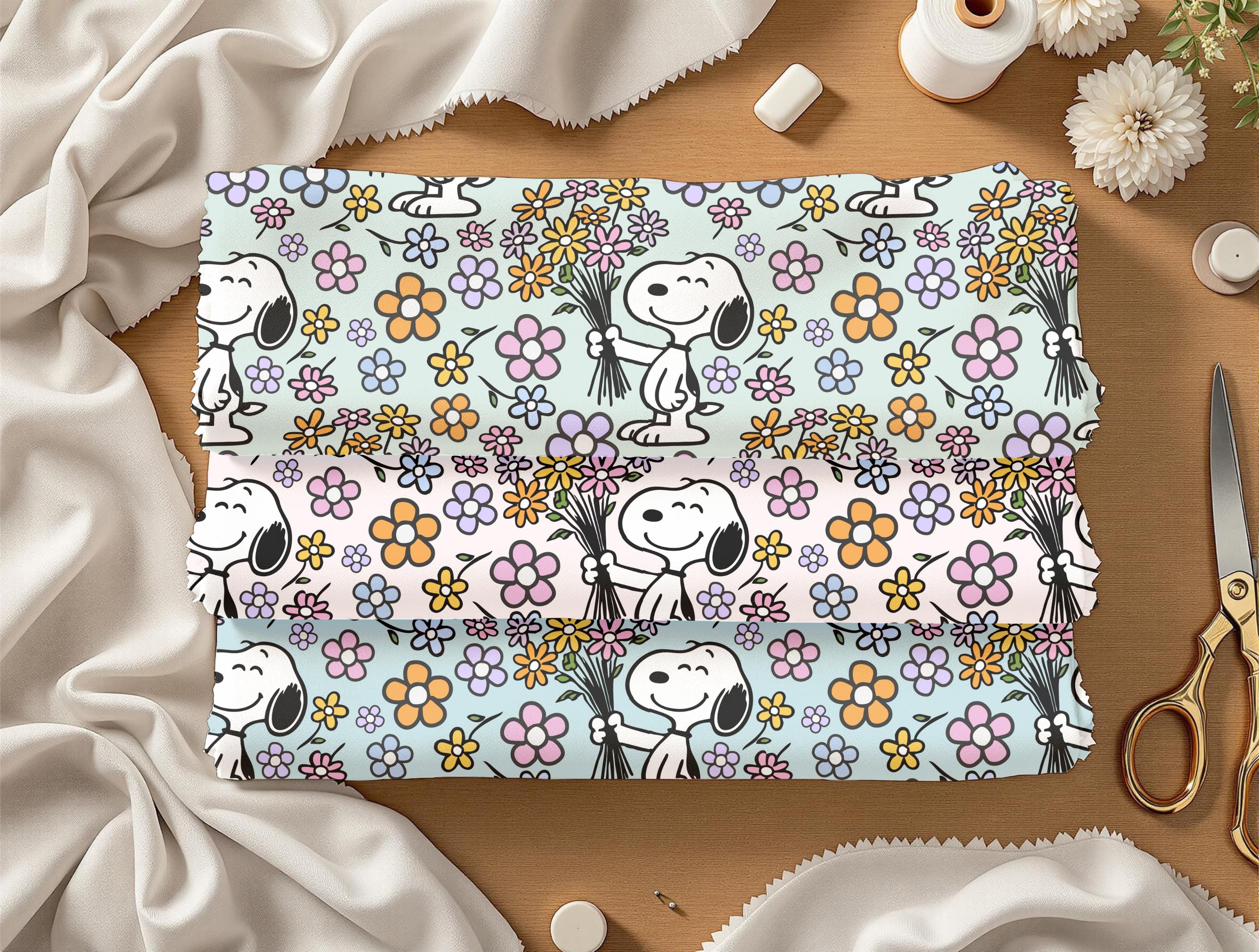 Snoopy Floral Seamless Pattern, Retro Flowers, Pastel Peanuts Dog ...