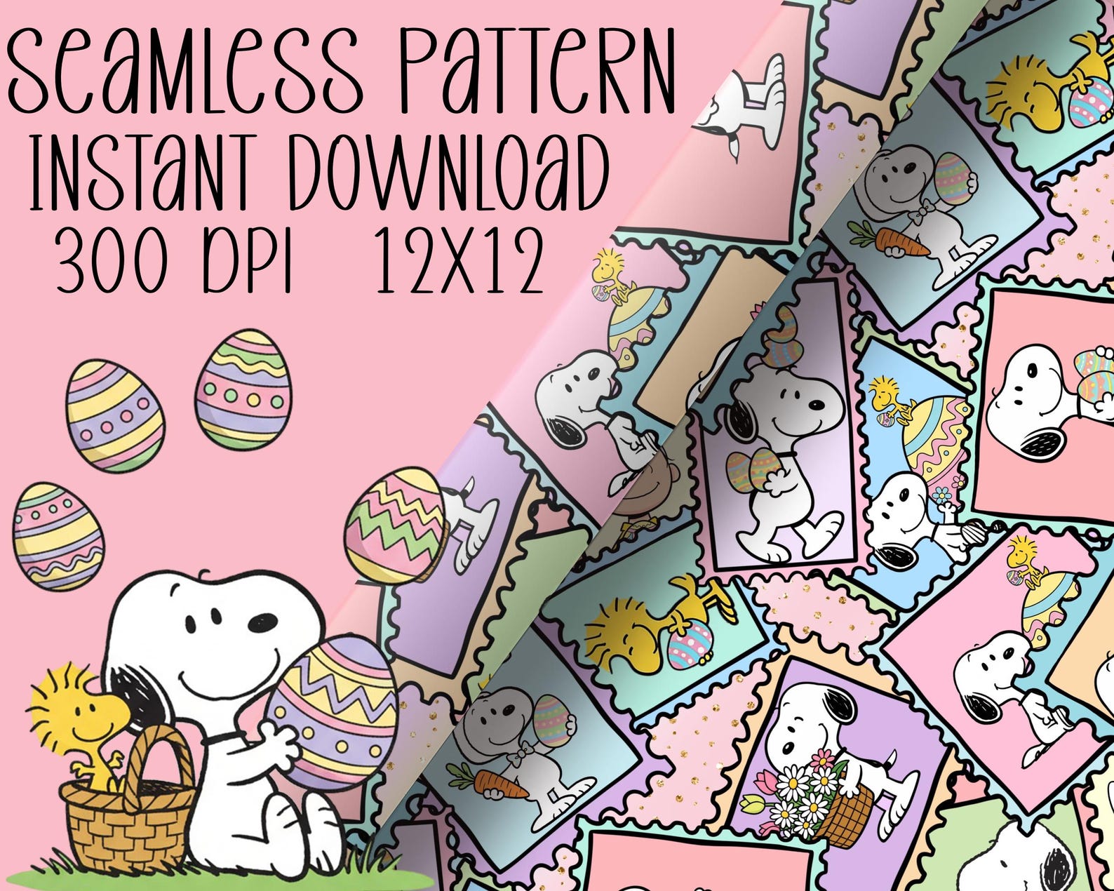 Easter Snoopy Seamless Pattern PNG, Spring Peanuts Pattern, Dog Digital ...
