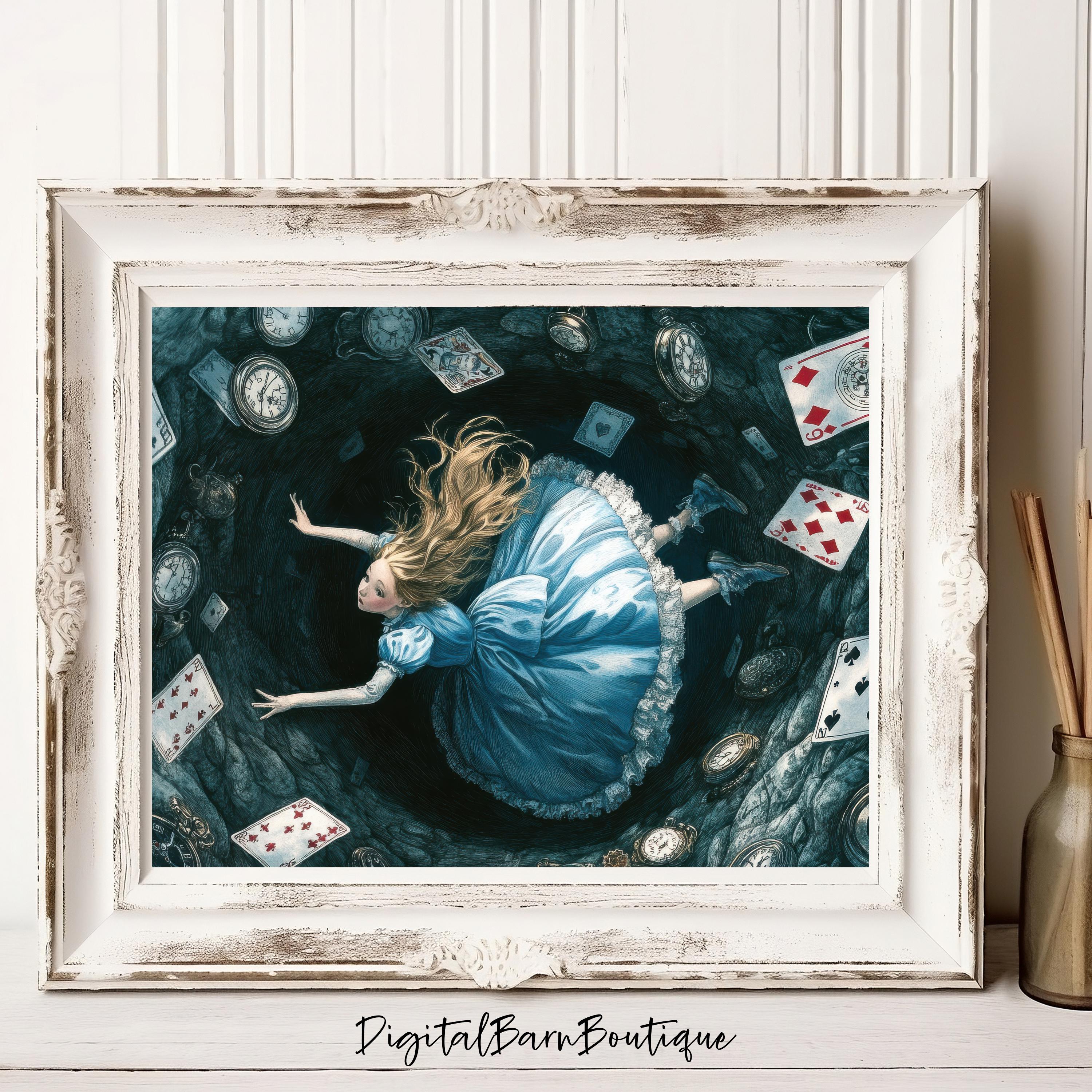 Alice in Wonderland Print: Down the Rabbit Hole Fantasy Art