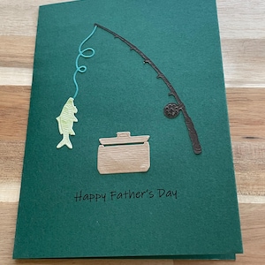 Vaderdagkaart met visserijthema – handgemaakt met het bericht 'Hope Your Day is Reel Good'