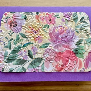 Lot de 4 cartes de voeux vierges florales en relief - Ensemble de papeterie fait main 5 x 7 pouces de la collection RhetoricCollection recyclée