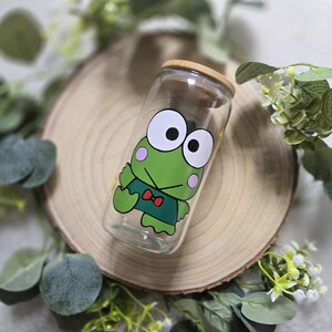 Cartoon anime frog glass tumbler 480ml Sanrio inspired personalised