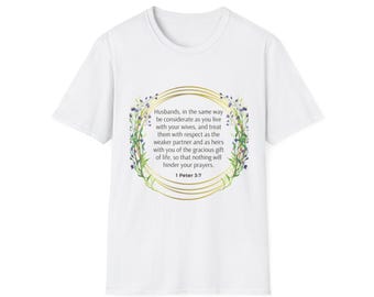 聖書の一節Tシャツ | 夫への敬意、祈りの信仰Tシャツ