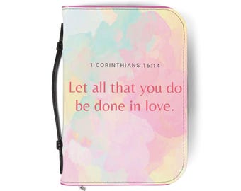 聖書カバー あなたのすべての行いを愛のうちに行いなさい | 私たちは主に仕えます 聖書カバー