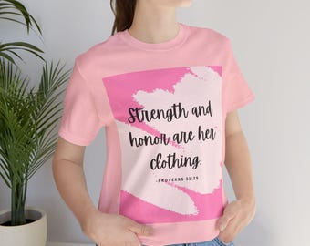 ユニセックス ジャージー 半袖Tシャツ | 箴言 31:25 信仰Tシャツ