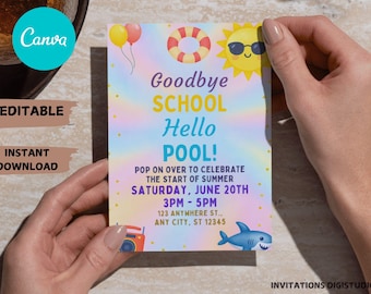 End of School Pool Party Invitation Template (PDF)