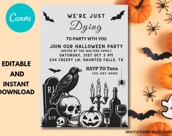 Vintage Halloween Party Invitation Template: Editable Canva Design (PDF)