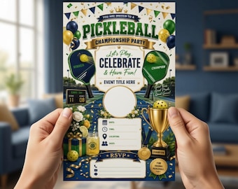 Pickleball Championship Party Invitation, Sports Birthday Tournament Flyer (Digital Download)