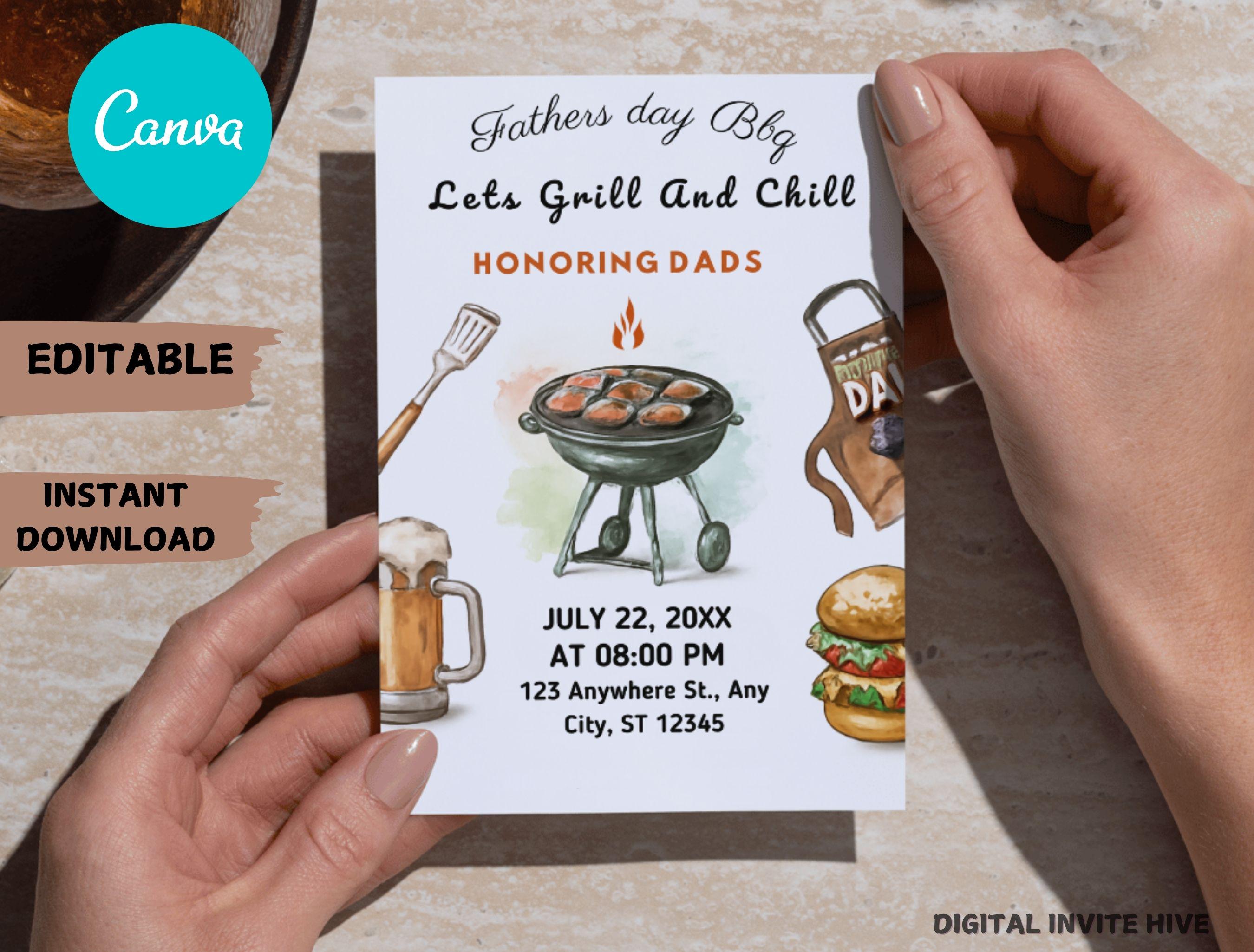 Happy Fathers Day Invite Barbecue Invite Fathers Day Bbq Brunch Editable Invitation template Instant Download