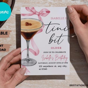 Espresso Martini Birthday Invitation: Editable Coquette Theme (PDF)