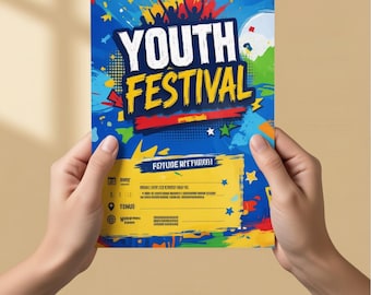 Youth Festival Flyer Template, Music Event Poster, Canva Editable (Digital Download)