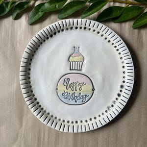 Celebration Cupcake Plate, Happy Birthday Plate, Birthday Plate, Celebration Plate, Ceramic Plate