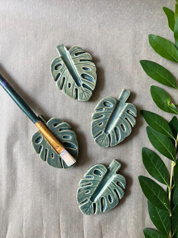 Leaf Paint Brush Rest, Paintbrush Holder, Ceramic Paint Brush Rest, Brush Rest, Brush Holder