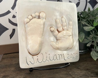 Custom Hand and foot Imprint Keepsake  - Custom Nursery Art with Baby hand and footprints, Baby Custom Gift