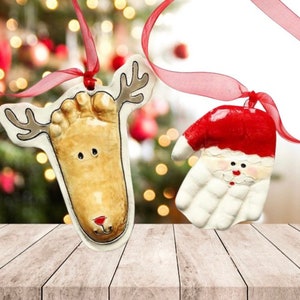 Custom  Foot Print Ornaments - Personalized Baby Keepsake Ornament - Handprint and Footprint Gift