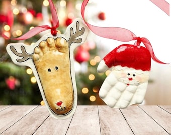 Custom  Foot Print Ornaments - Personalized Baby Keepsake Ornament - Handprint and Footprint Gift