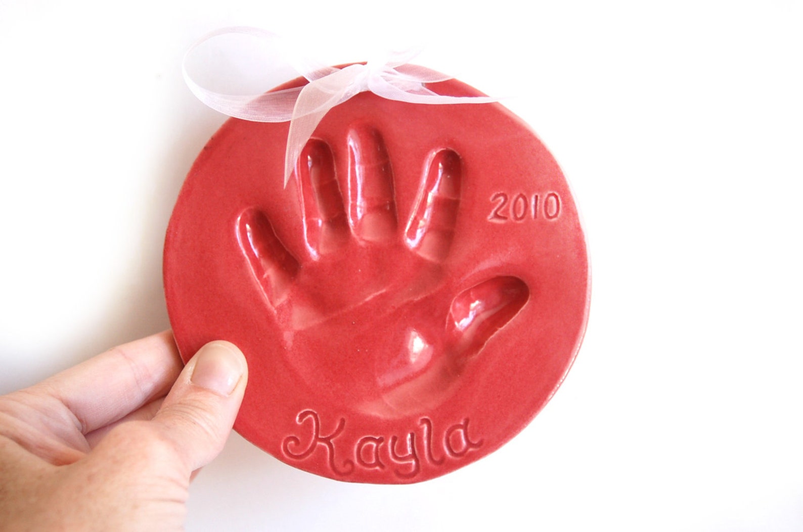 Baby Hand Print Ornament Ceramic Handprint Keepsake Ornament Etsy