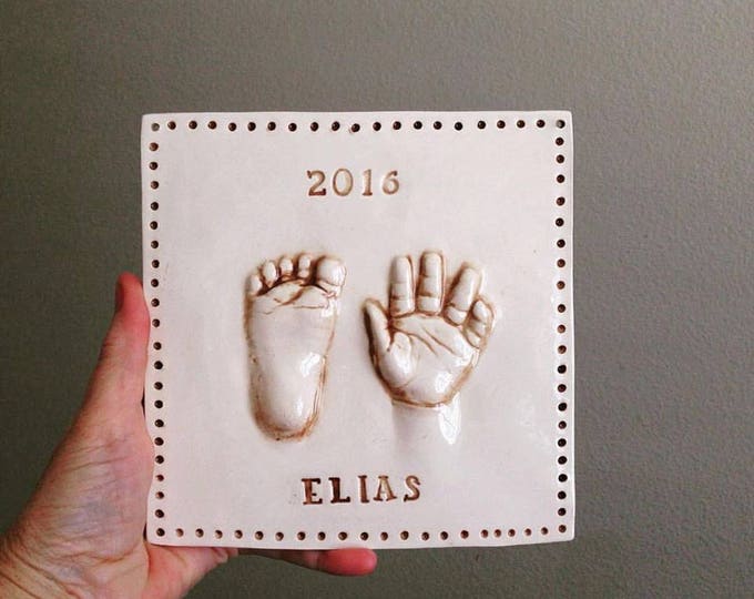 Personalized Baby Keepsake Print - Baby Hand Print Kit - Baby Footprint Mold  - Baby Memory Keepsake - Handmade Baby Memento - Hand Print