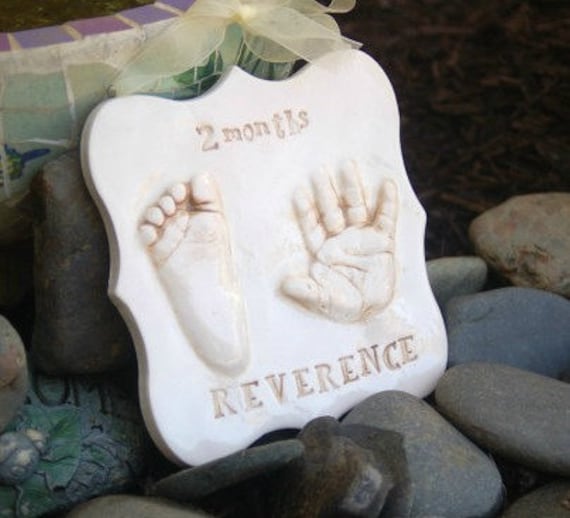 Ceramic Hand and Footprint Keepsake - Foot Print and Hand Print Ornament -  New Expecting Mom Personalized Baby Gift