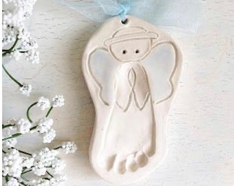 Baby Ornament , Baby angel footprint ,   Baby Keepsake Ornament, Angel  Footprint