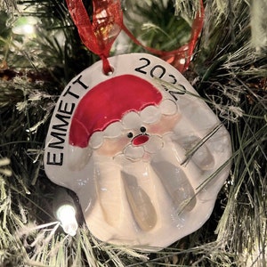 Christmas in July Handprint Santa Ornament, Custom Baby Ornament, Handprint Mold Kit